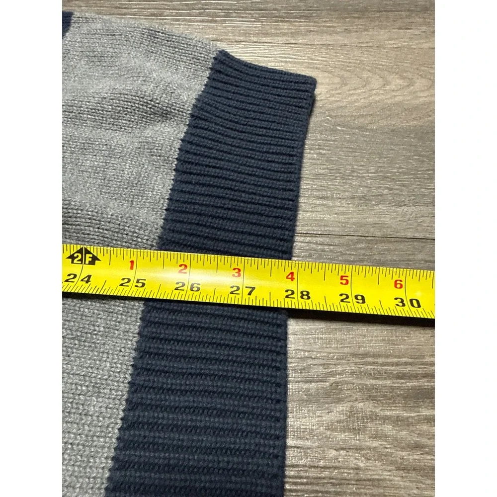 Croft & Barrow Mens XXL Blue Gray Striped Crewneck 100% Cotton Sweater